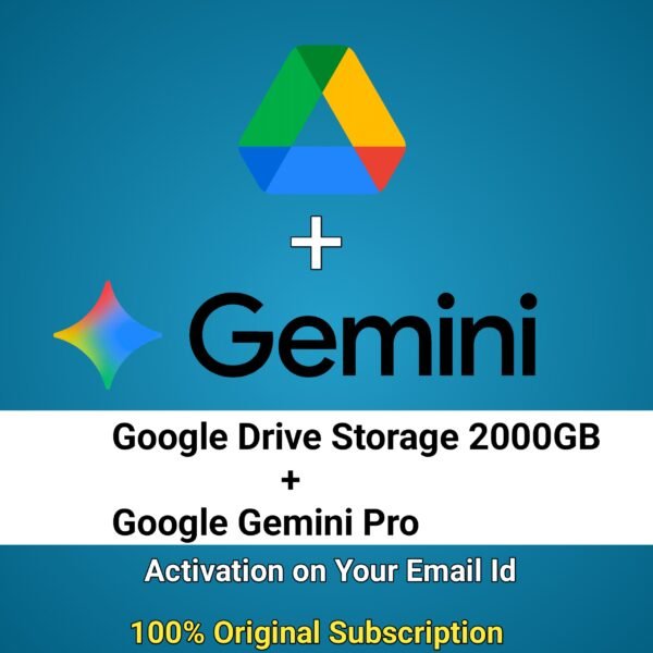 Google Drive 2000 GB Storage + Gemini Pro Official Subcription Activation On Your Email ID