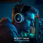 boAt Rockerz 480, RGB LEDs,6 Light Modes, 40mm Drivers,Beast Mode, 60H Battery, ENx Tech, Stream Ad Free Music via App Support, Bluetooth Headphones, Wireless Over Ear Headphone with Mic (Black Sabre) - Image 2