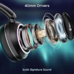 boAt Rockerz 480, RGB LEDs,6 Light Modes, 40mm Drivers,Beast Mode, 60H Battery, ENx Tech, Stream Ad Free Music via App Support, Bluetooth Headphones, Wireless Over Ear Headphone with Mic (Black Sabre) - Image 3